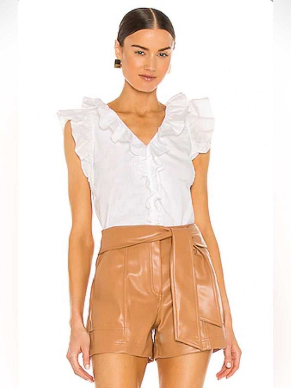 Veronica Beard stacie white ruffle top